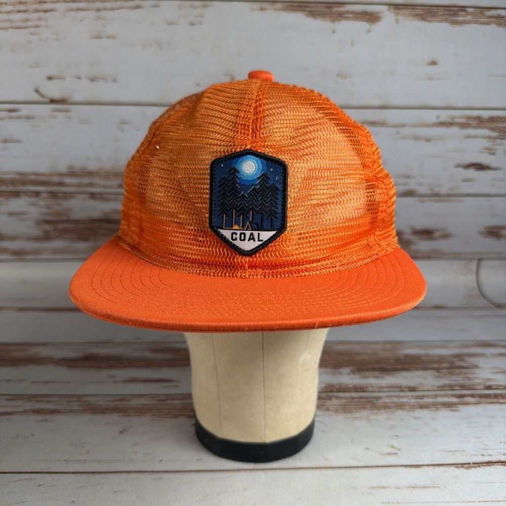 Coal Headwear Hat Cap Orange Mesh Snapback Outdoor Mountain Patch Mens Used